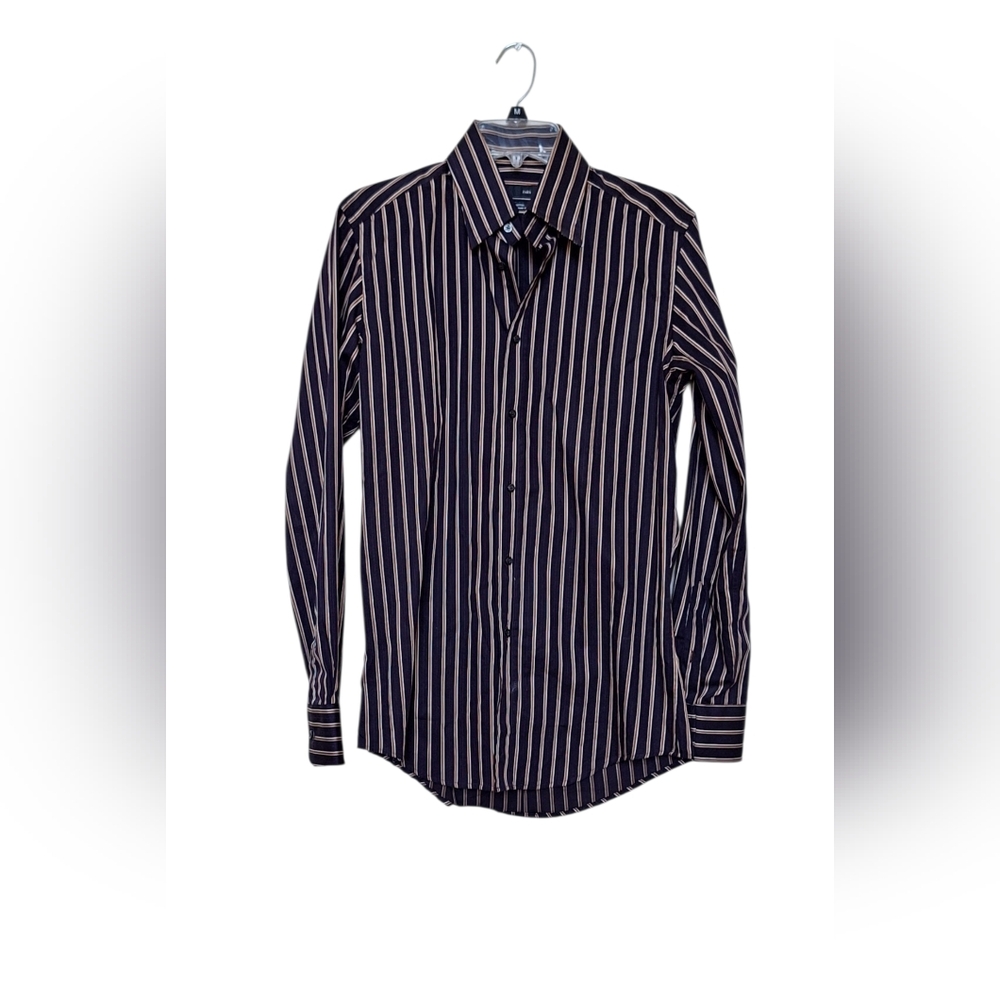 Zara Dress Shirt Y2K Slim Fit Button Up Striped Purple Whimsical Artsy Mens M
